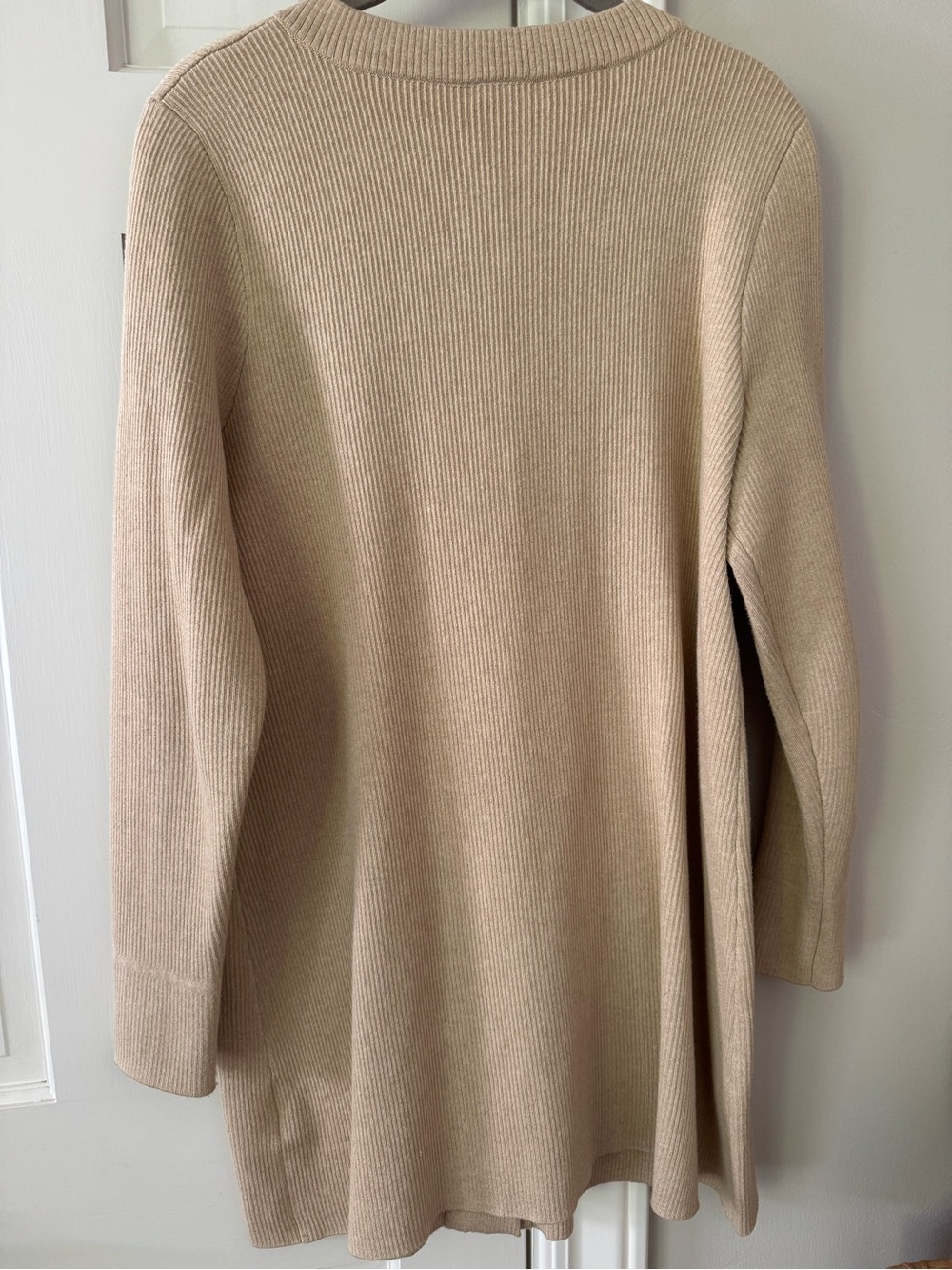 J. McLaughlin Cream Ribbed Button-Front Cardigan - Picture 5 of 5